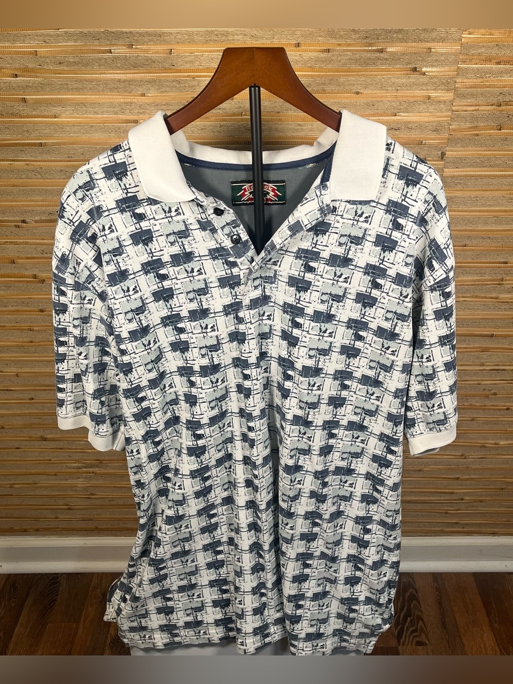 90s Vintage Reebok Geometric Pattern Men's Golf Polo Shirt